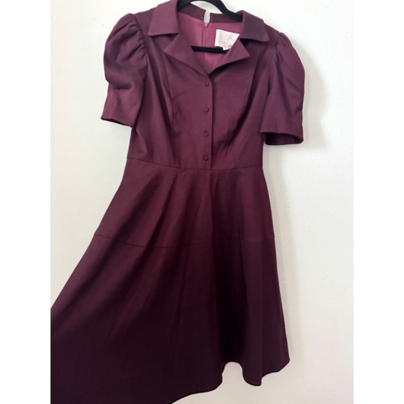 Gal Meets Glam Nina Wine Maroon Twill Dress Size 6 RARE - Picture 7 of 8